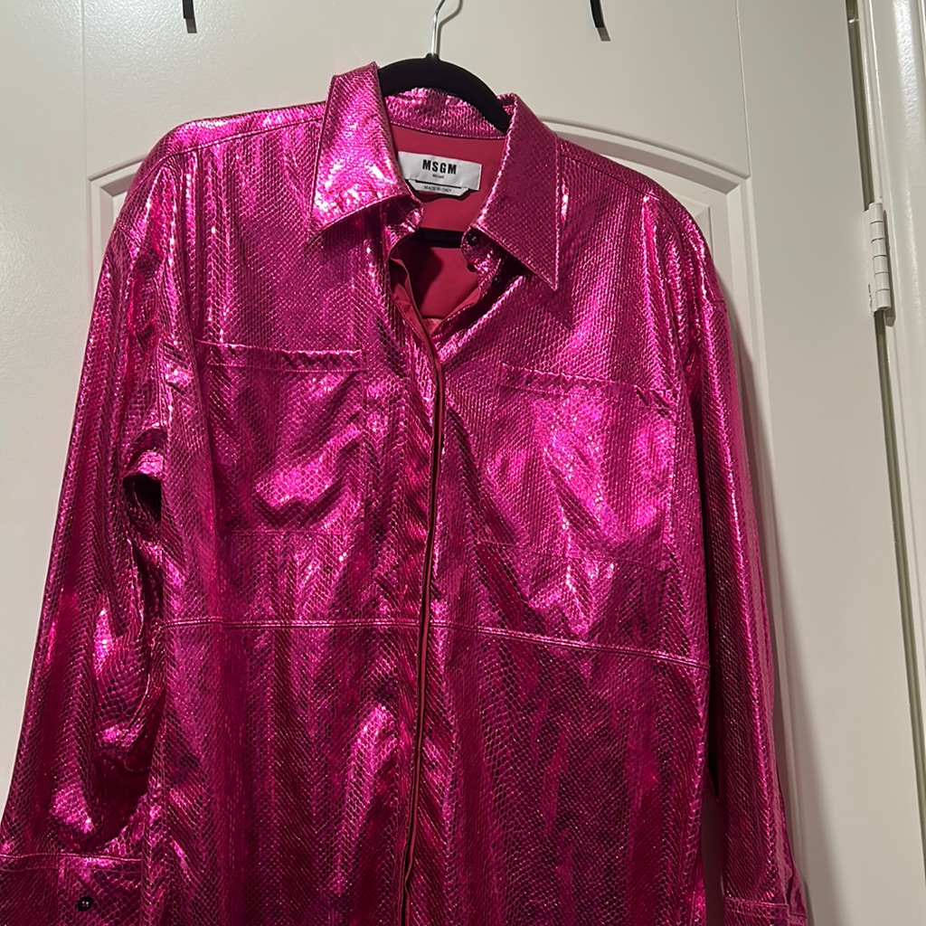 Msgm Metallic Pink Button Down